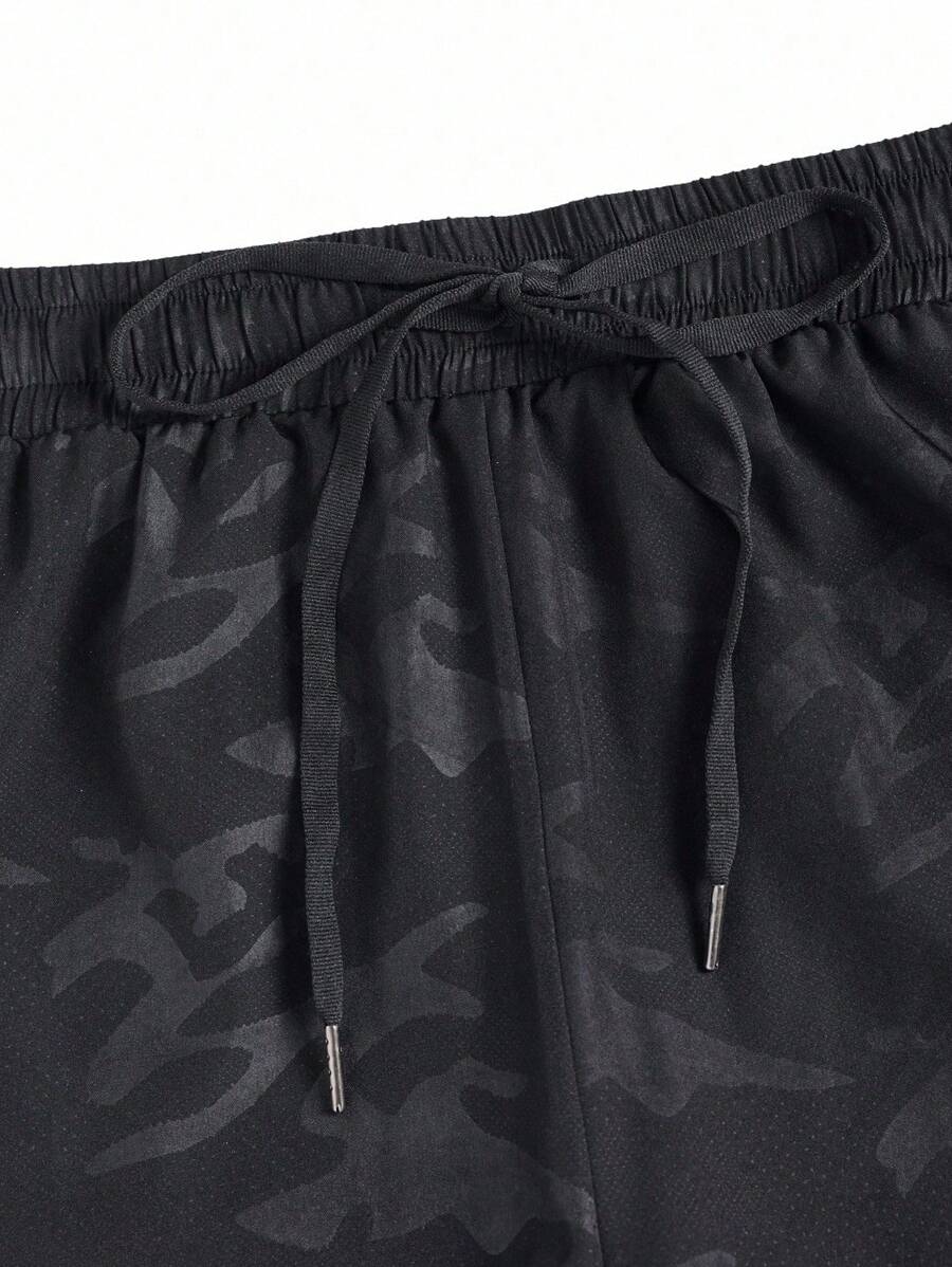 Shorts de sport à taille élastique imprimé lettre et cordon stylé