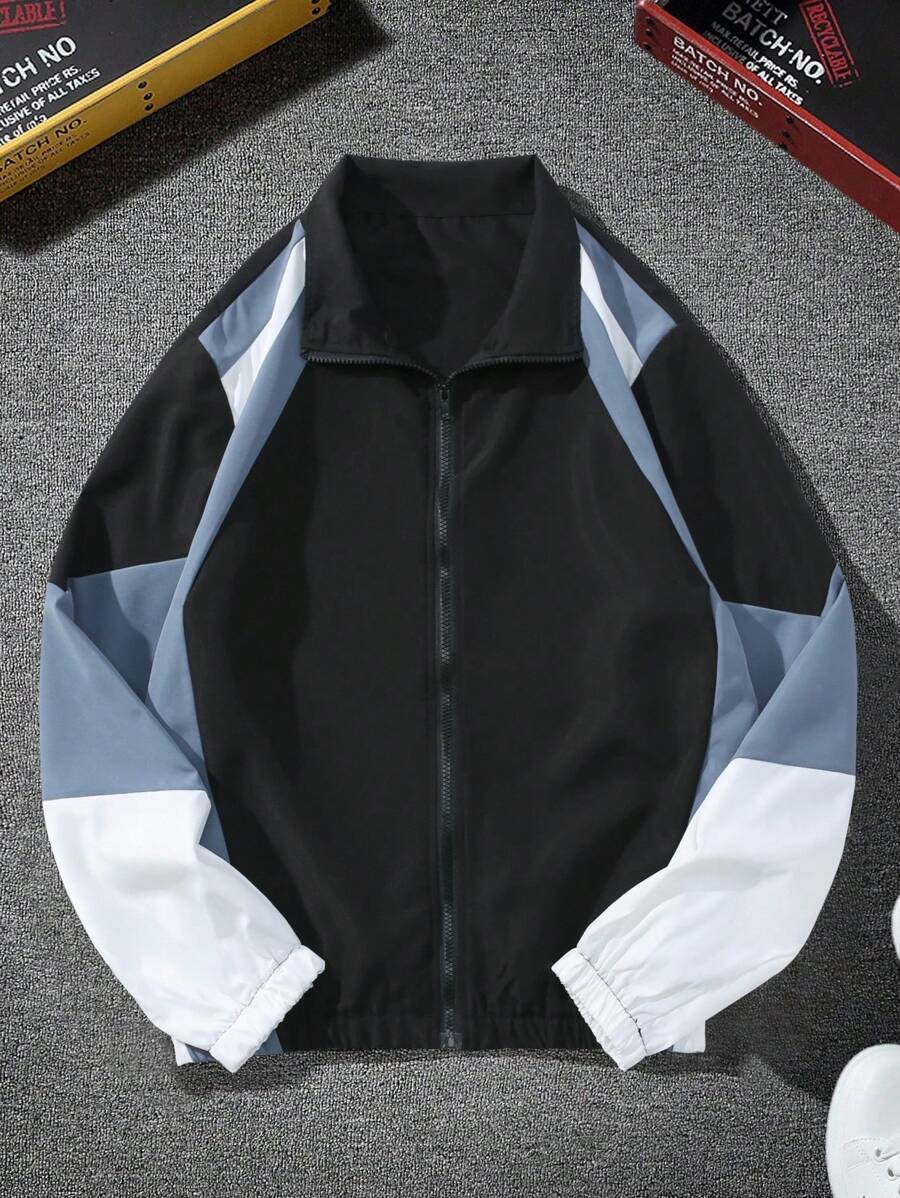 Veste coupe-vent légère avec fermeture éclair sur le devant pour homme