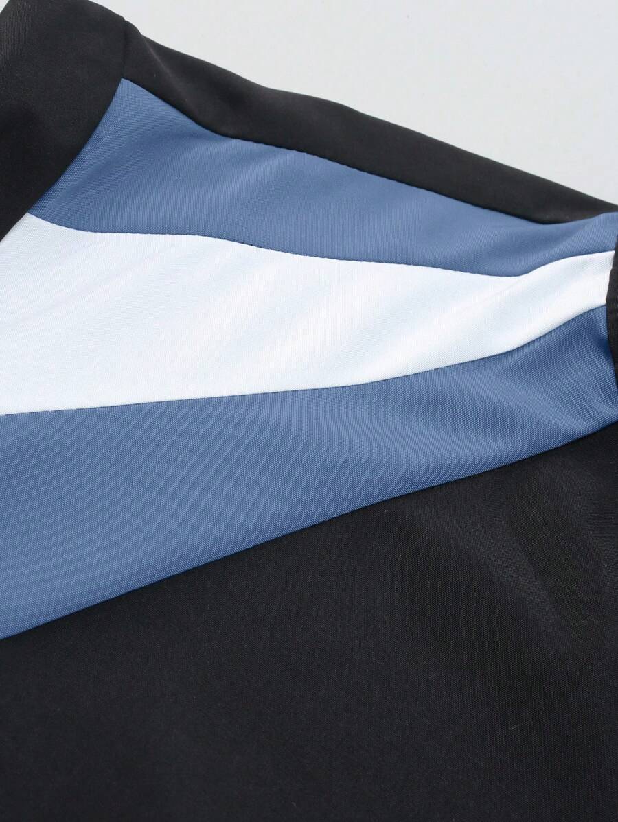 Veste coupe-vent zippée colorblock à col cheminée pour homme