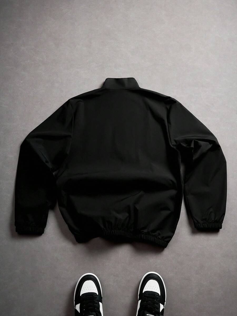 Coupe-vent zippé colorblock avec cordon de serrage et col cheminée