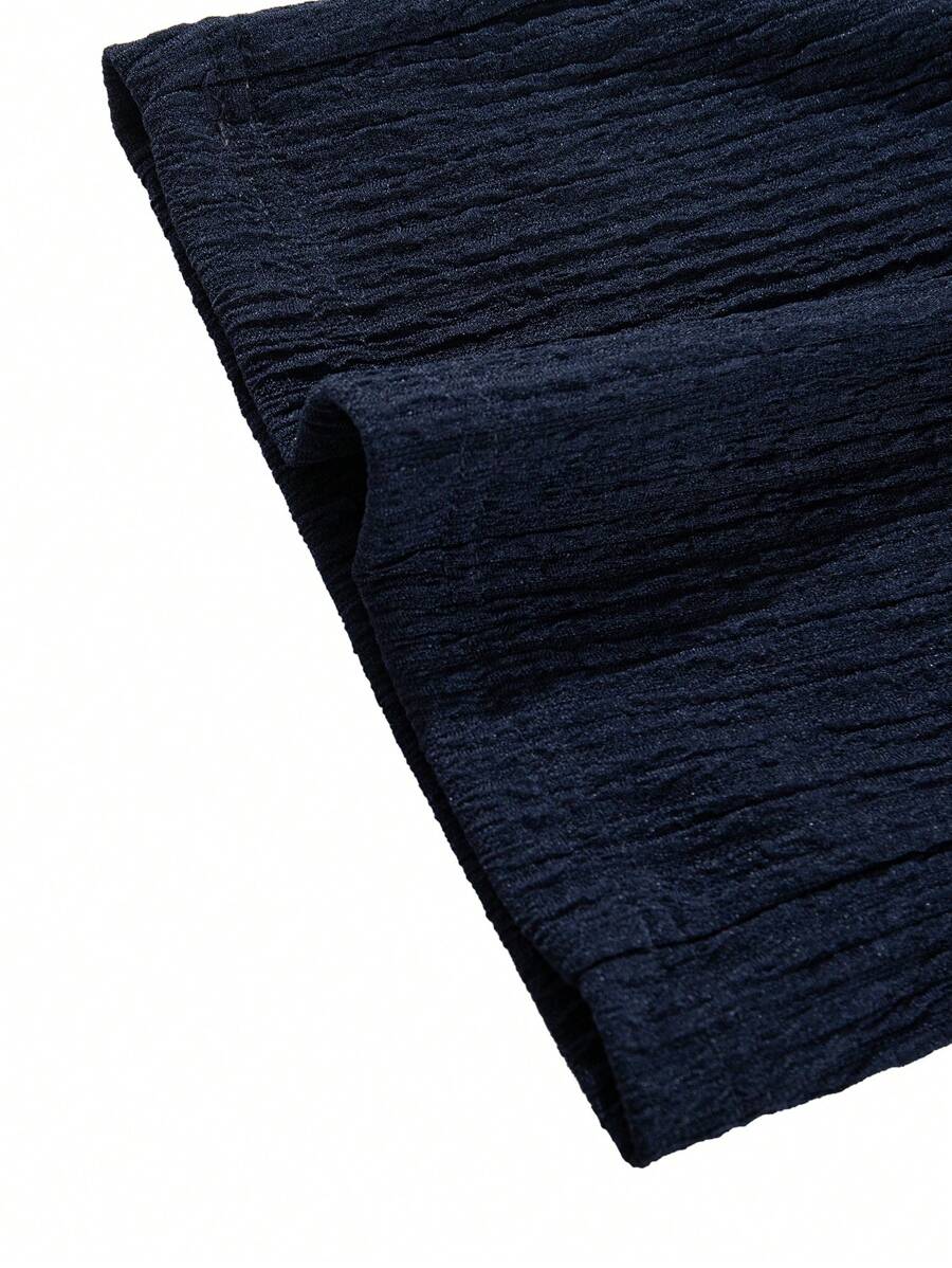 Pantalon droit décontracté en tissu froissé de couleur unie pour homme