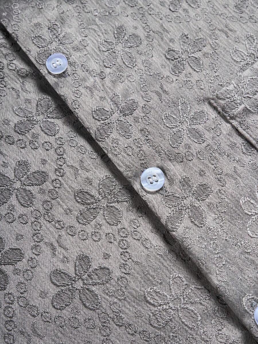 Chemise jacquard brodée à motifs botaniques – Haut floral de luxe pour homme