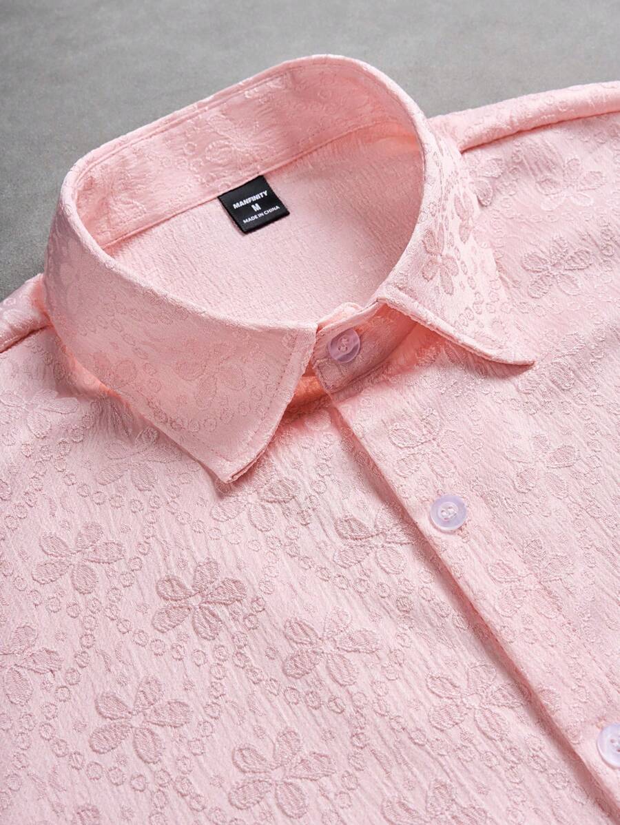 Chemise jacquard brodée à motifs botaniques – Haut floral de luxe pour homme