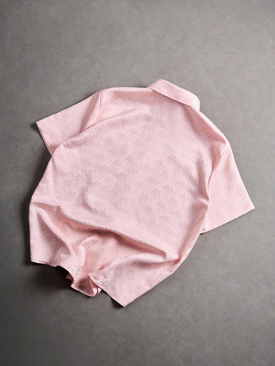 Chemise jacquard brodée à motifs botaniques – Haut floral de luxe pour homme