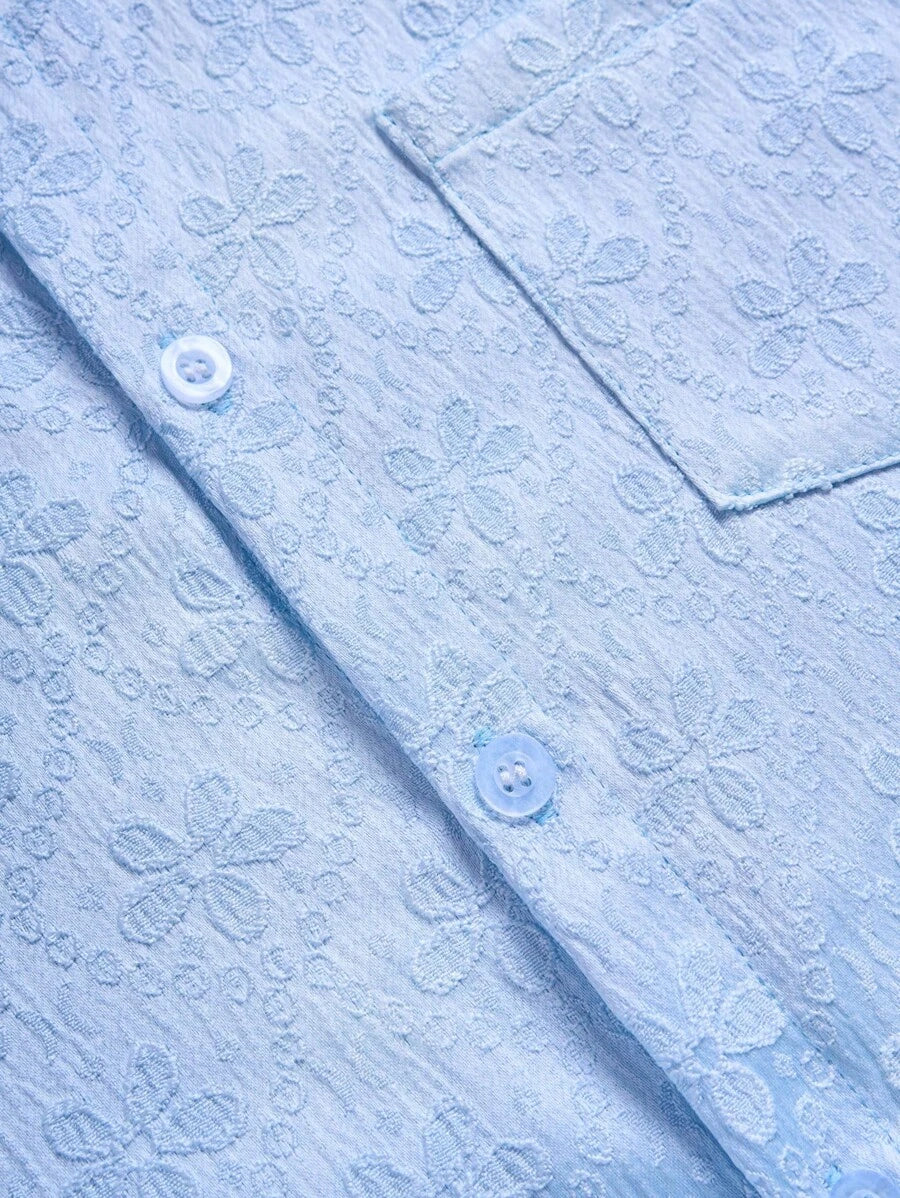 Chemise jacquard brodée à motifs botaniques – Haut floral de luxe pour homme