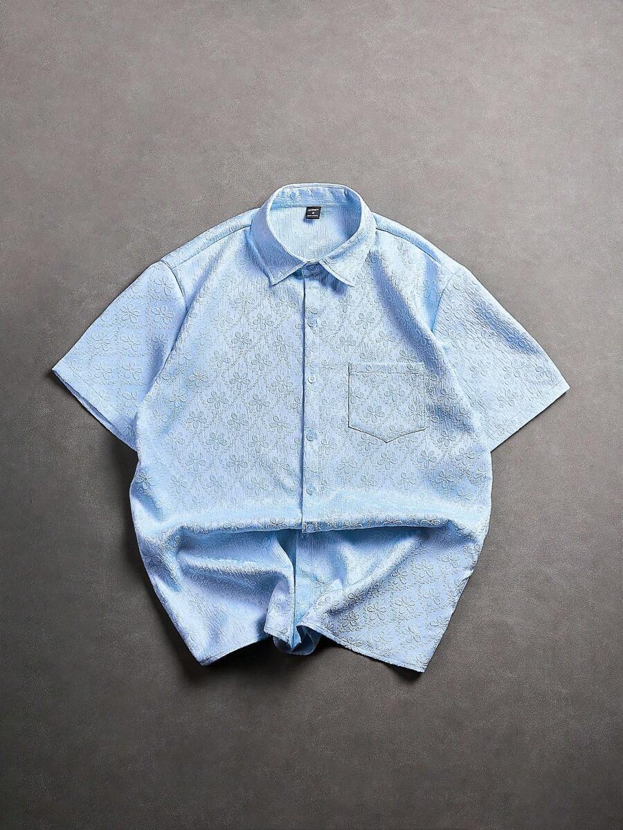 Chemise jacquard brodée à motifs botaniques – Haut floral de luxe pour homme