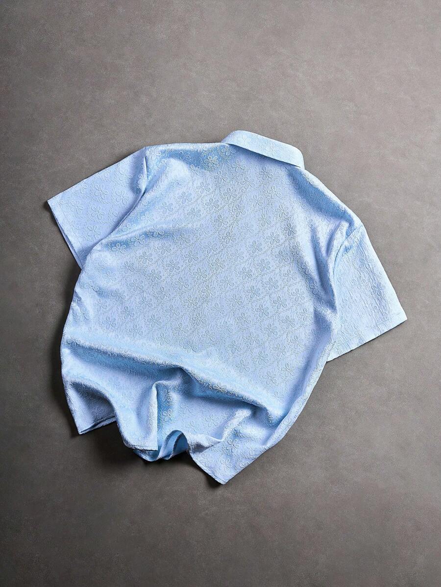 Chemise jacquard brodée à motifs botaniques – Haut floral de luxe pour homme