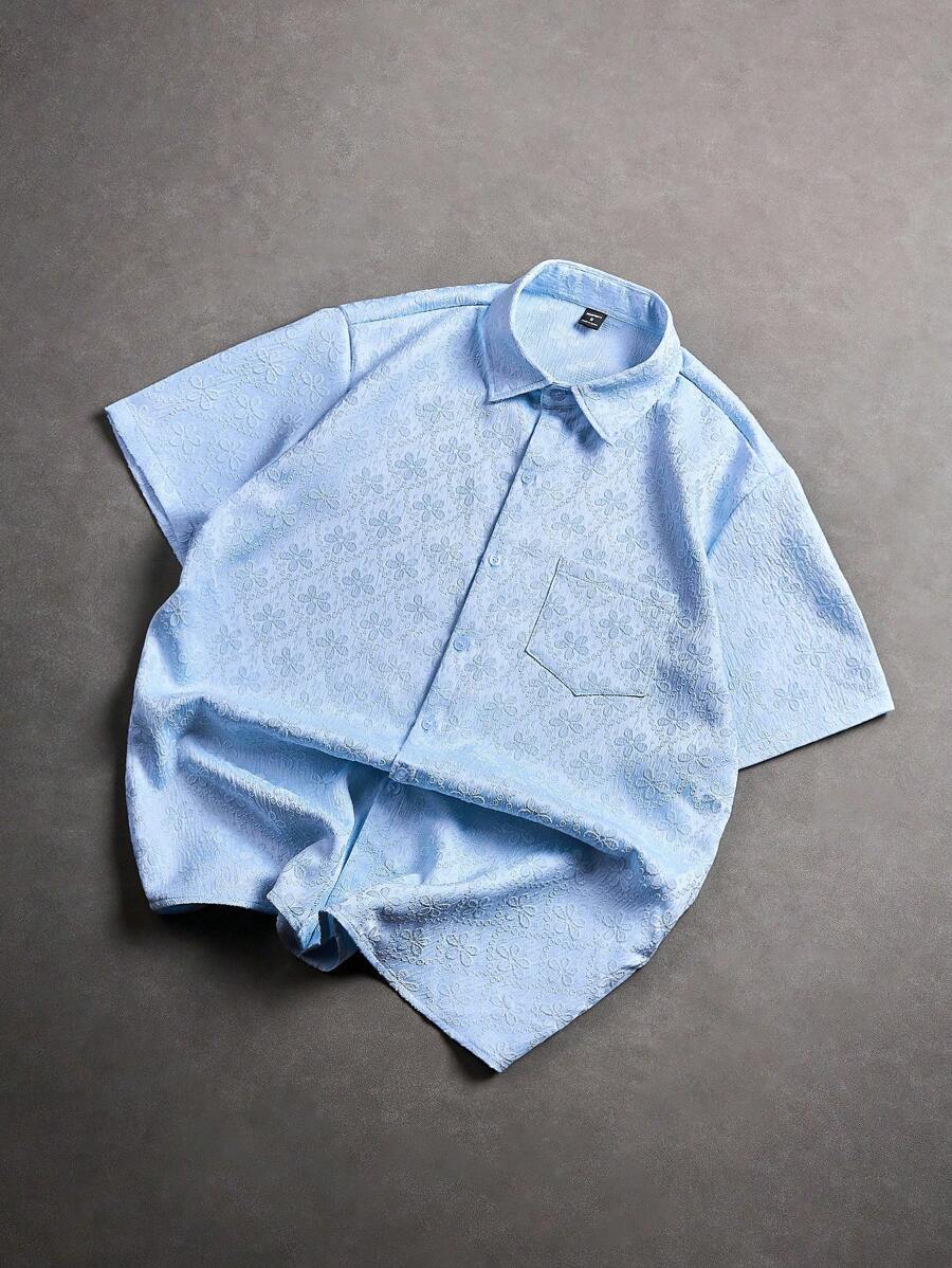 Chemise jacquard brodée à motifs botaniques – Haut floral de luxe pour homme