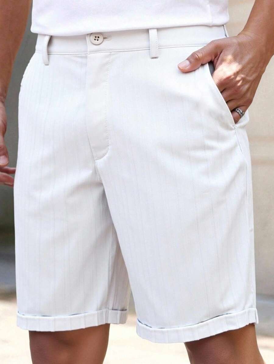 Bermuda droit tissé taille mi-haute – Short décontracté pour homme