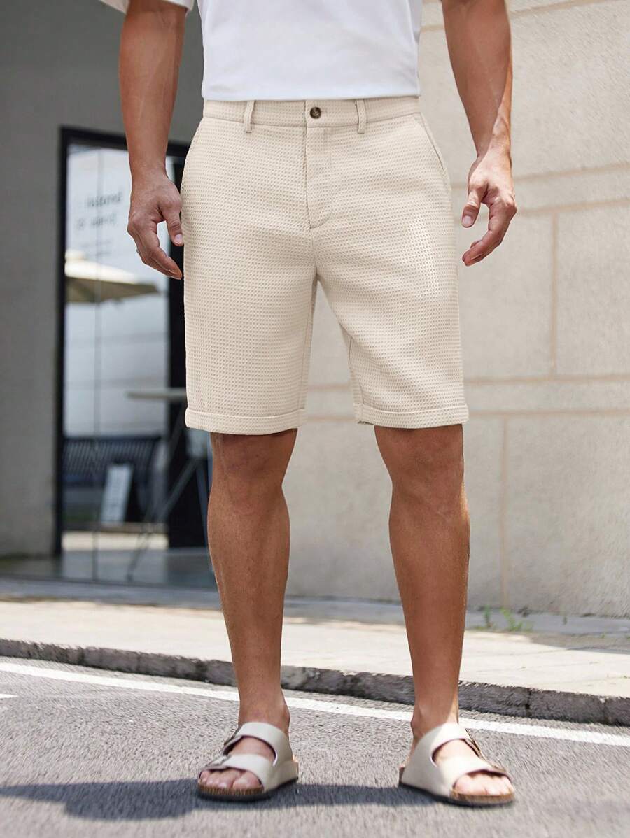 Bermuda droit tissé taille mi-haute – Short décontracté pour homme