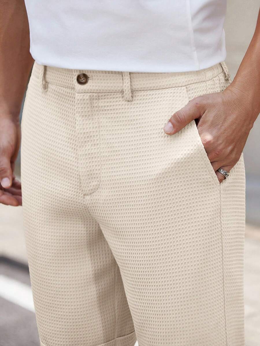 Bermuda droit tissé taille mi-haute – Short décontracté pour homme