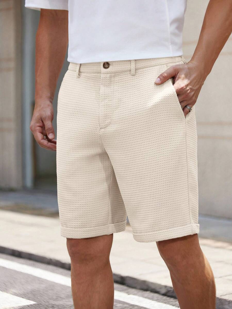 Bermuda droit tissé taille mi-haute – Short décontracté pour homme