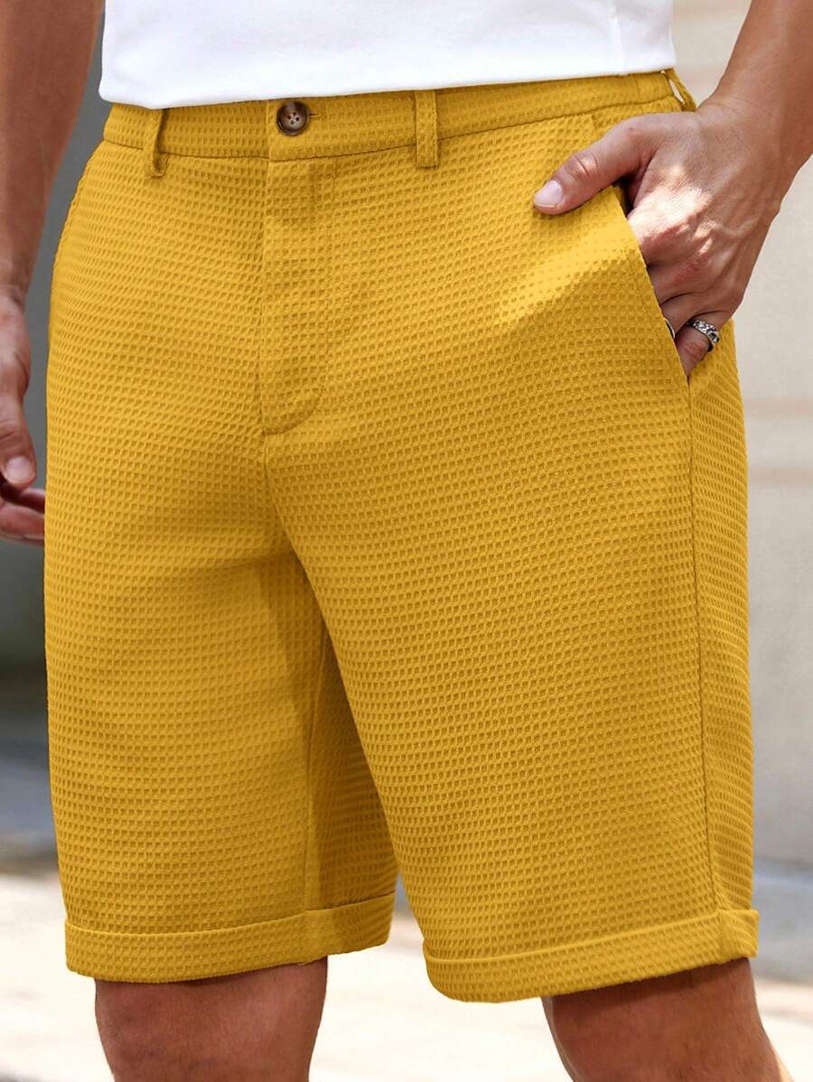 Bermuda droit tissé taille mi-haute – Short décontracté pour homme