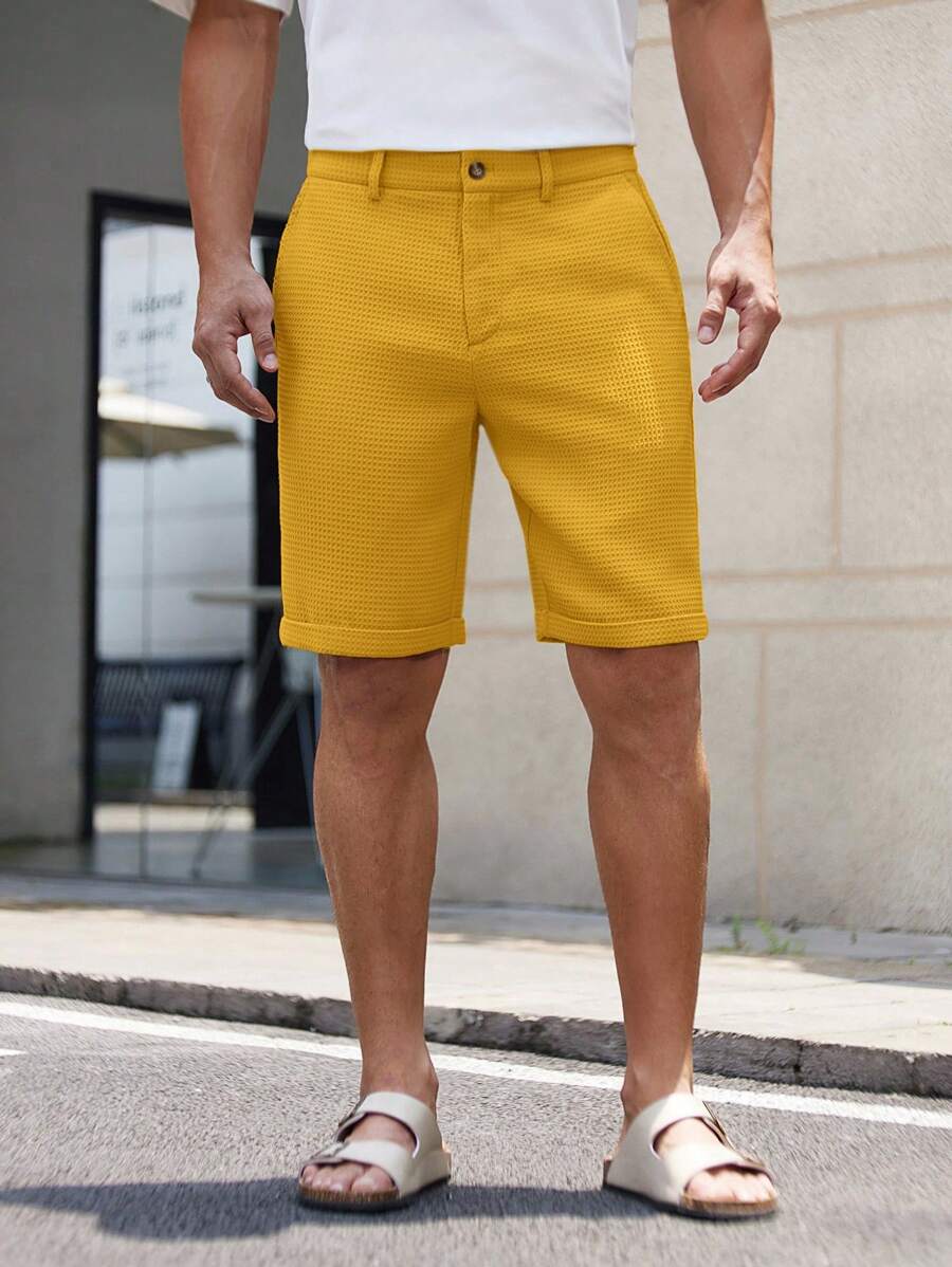 Bermuda droit tissé taille mi-haute – Short décontracté pour homme