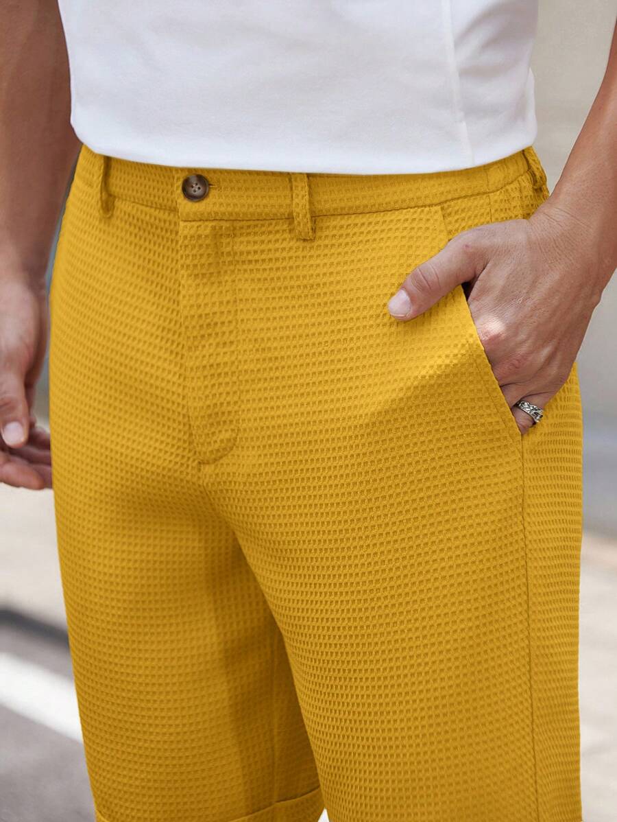 Bermuda droit tissé taille mi-haute – Short décontracté pour homme