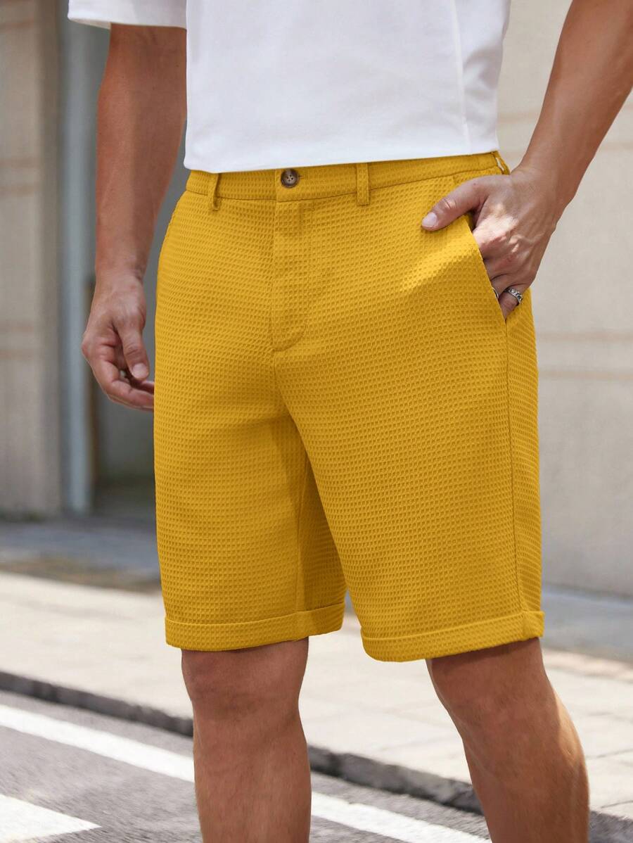 Bermuda droit tissé taille mi-haute – Short décontracté pour homme