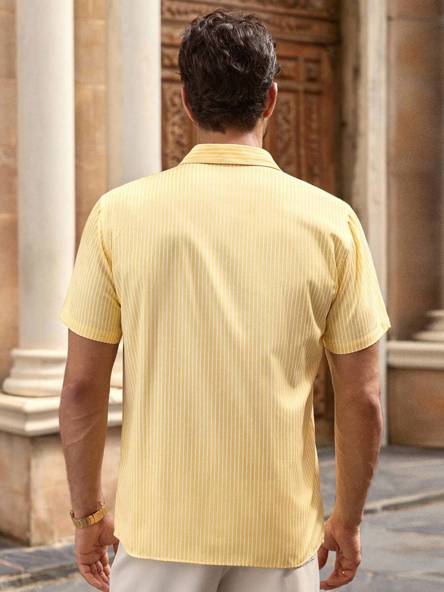 Chemise boutonnée classique à col chinois avec texture pour homme