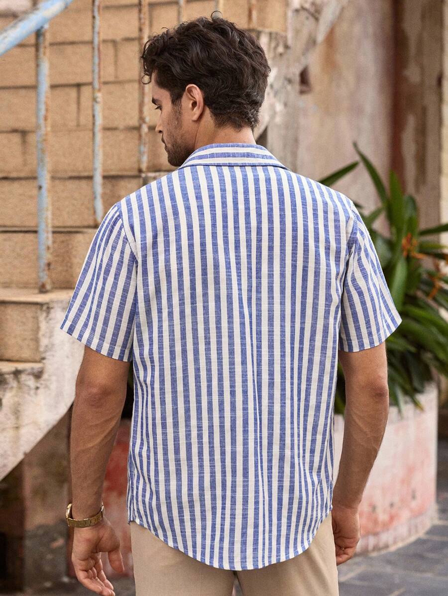 Chemise boutonnée classique à col chinois avec texture pour homme