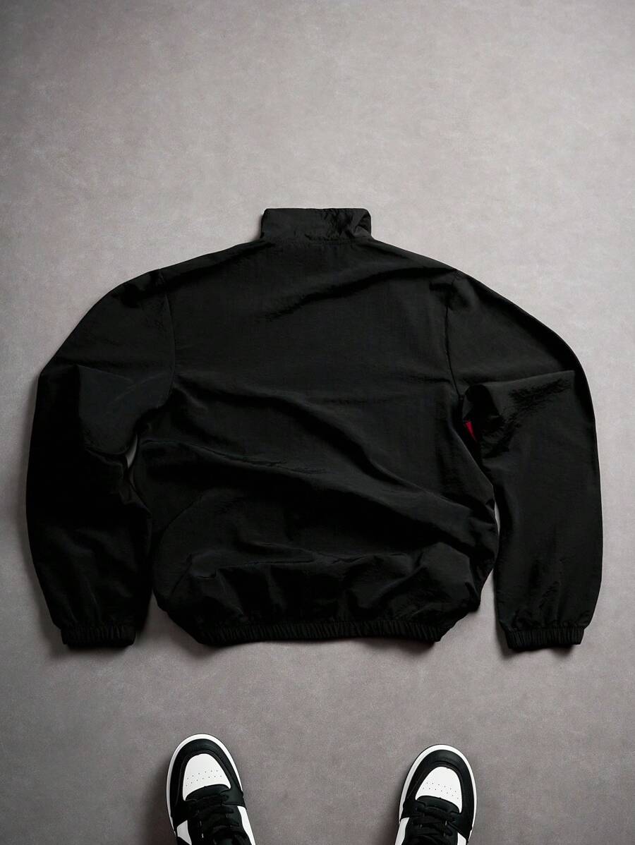 Coupe-vent zippé colorblock avec cordon de serrage et col cheminée