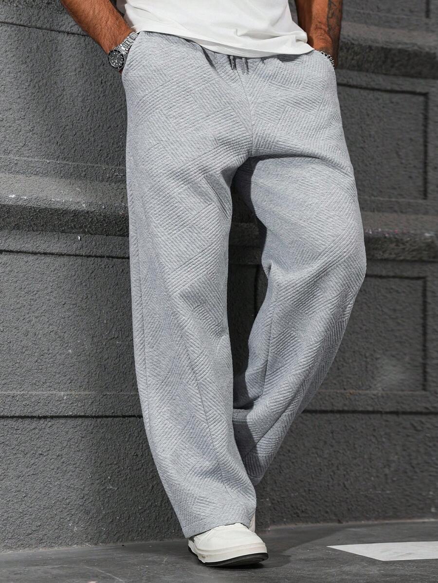 Pantalon droit athlétique ultra-ample à la mode avec cordon de serrage pour homme