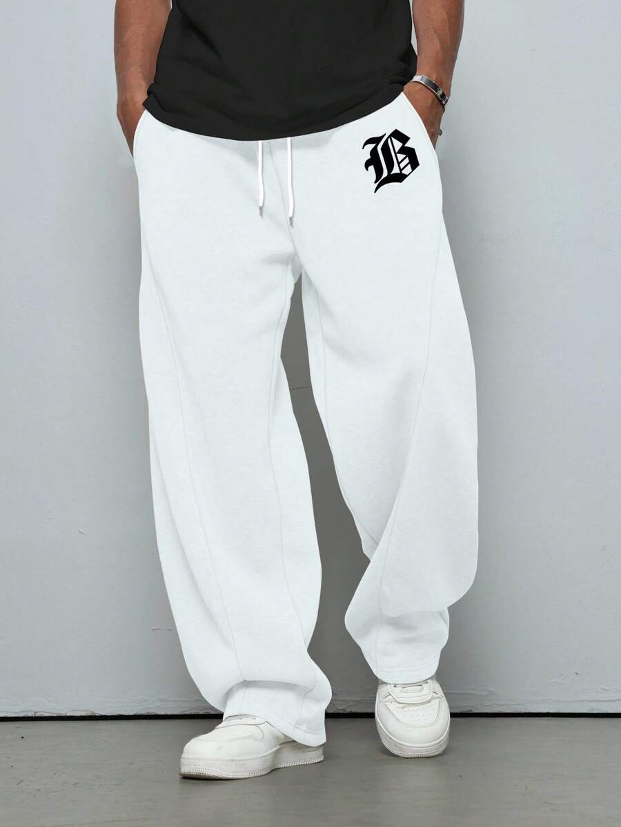 Pantalon droit athlétique ultra-ample à la mode avec cordon de serrage pour homme