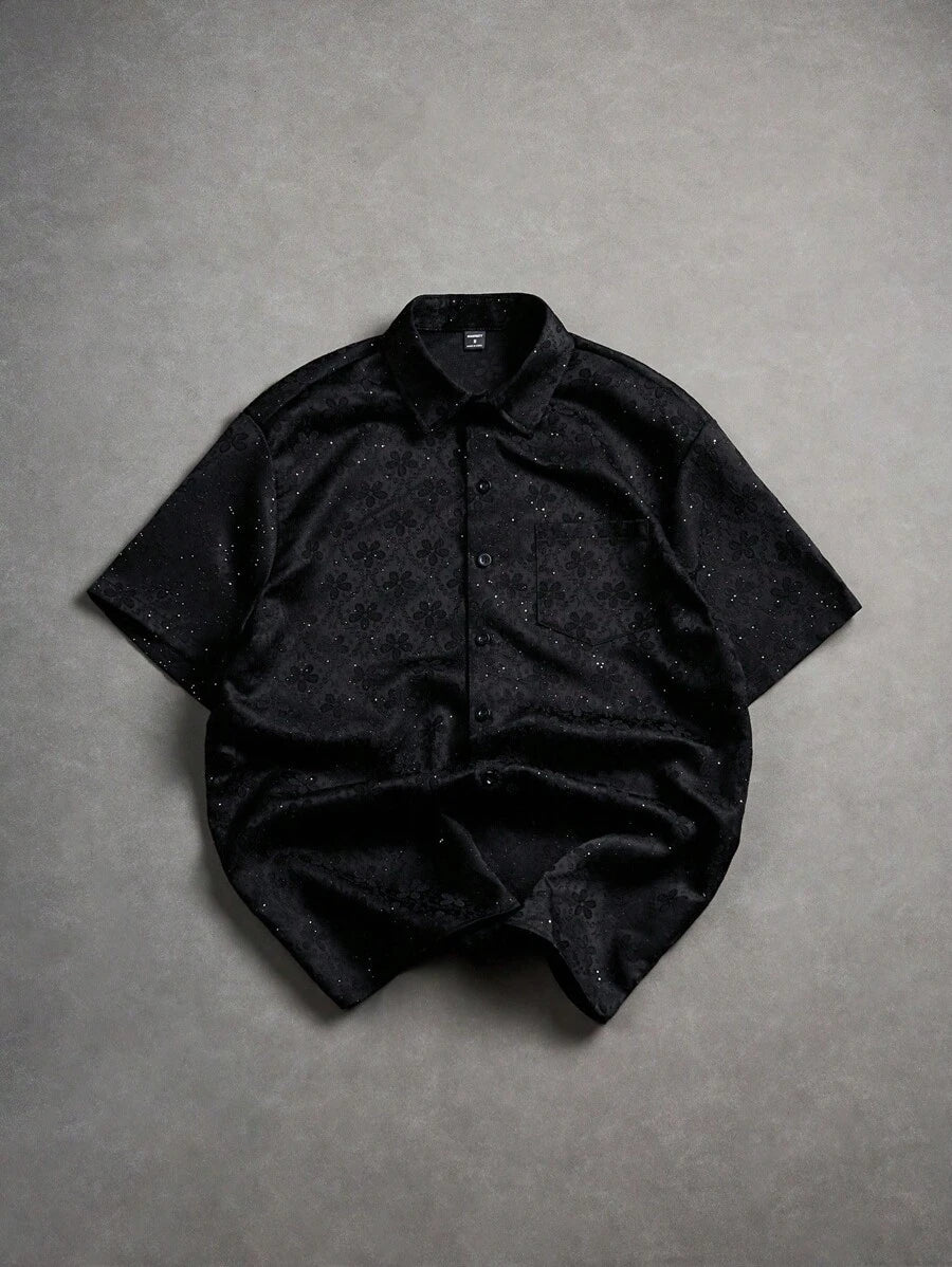 Chemise jacquard brodée à motifs botaniques – Haut floral de luxe pour homme