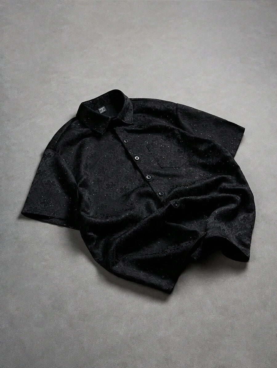 Chemise jacquard brodée à motifs botaniques – Haut floral de luxe pour homme