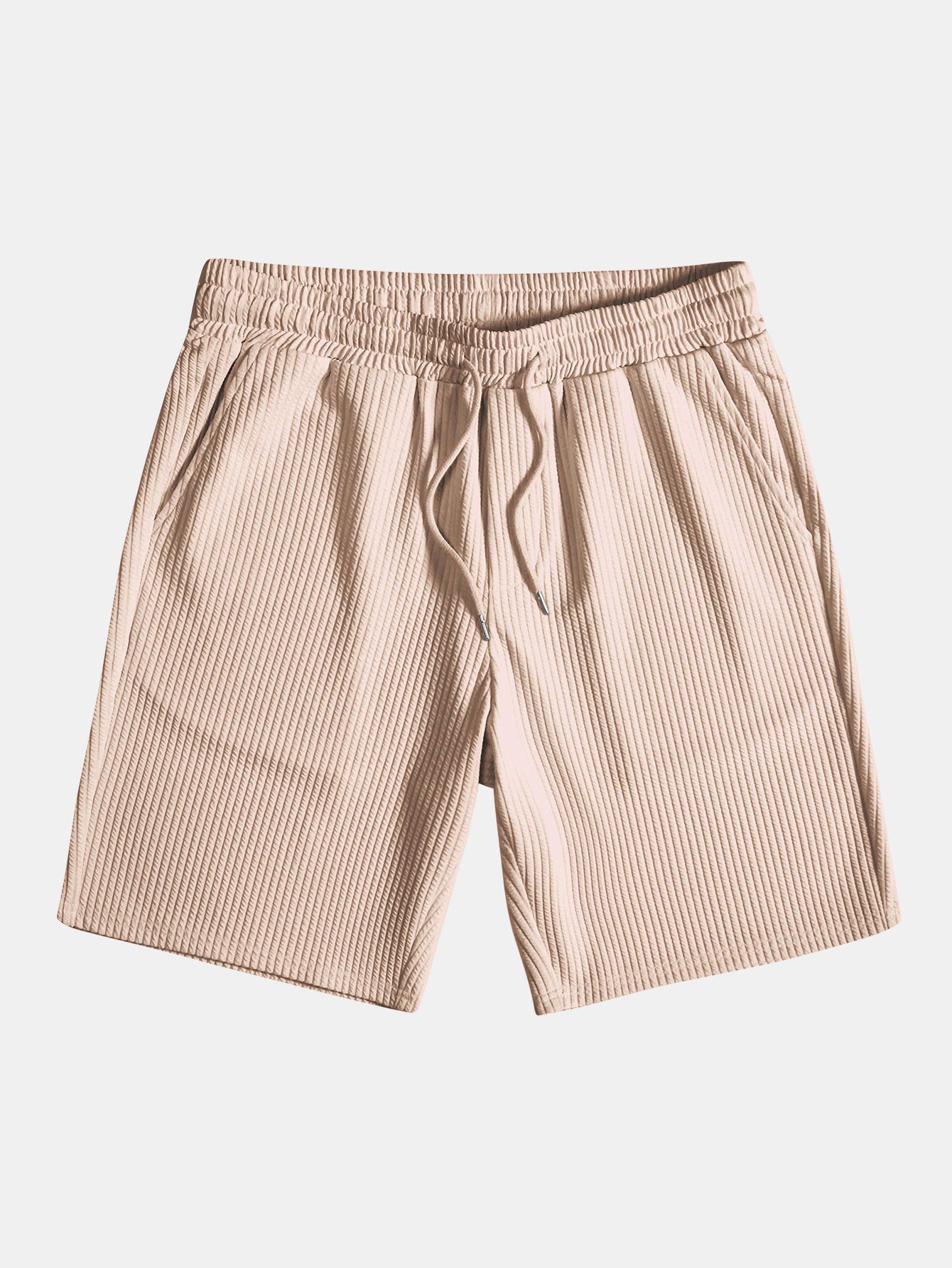 Côtelé coupe ajustée chemise à col montant et short à cordon de serrage deux ensembles