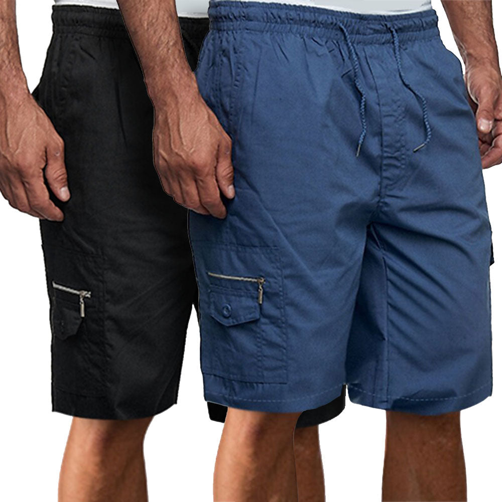 Short décontracté à cordon de serrage pour homme – Poches zippées en coton