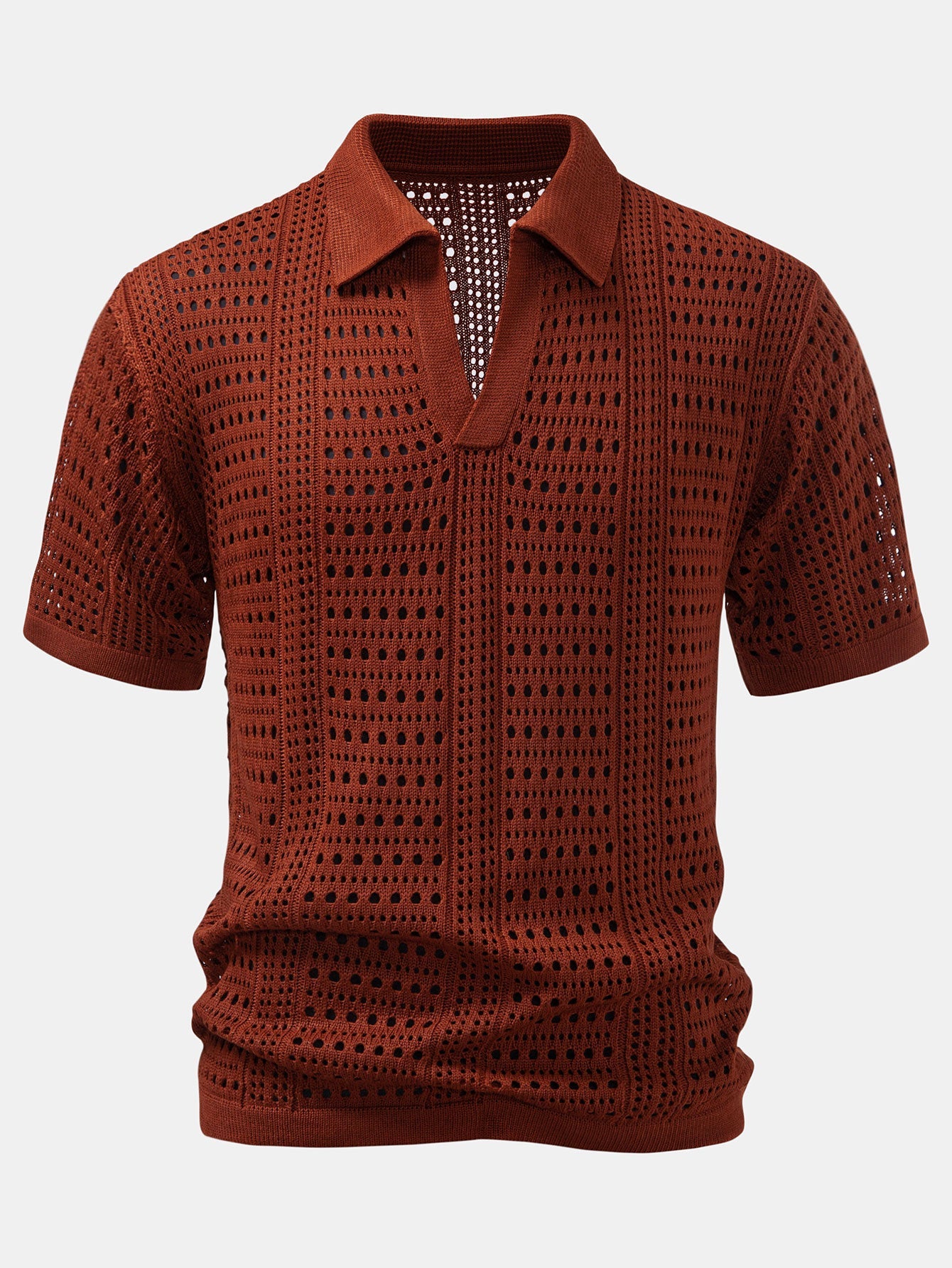 Chemises au crochet homme polo col V tricoté élégant tendance