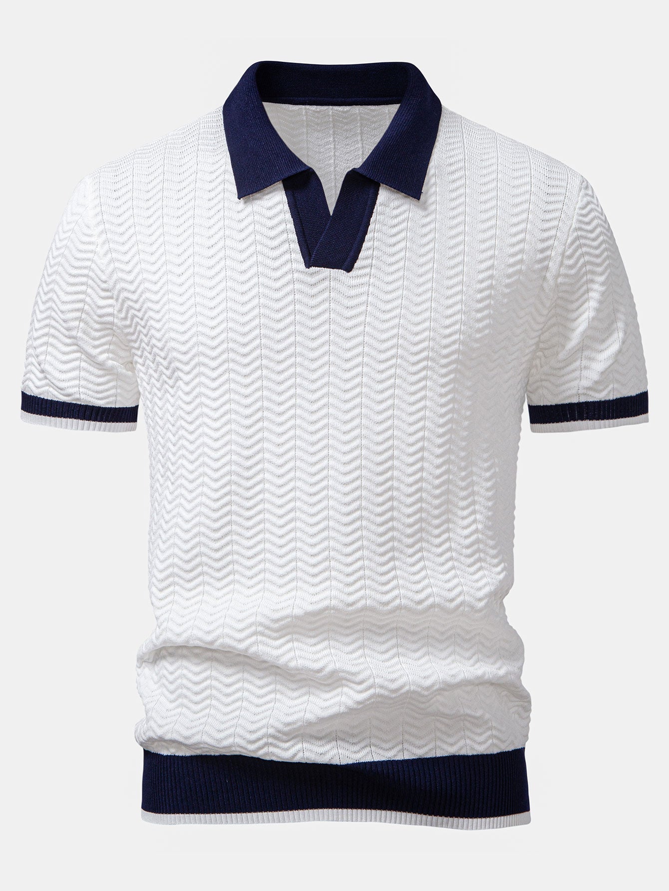 Chemises au crochet homme polo tricoté col V élégant tendance