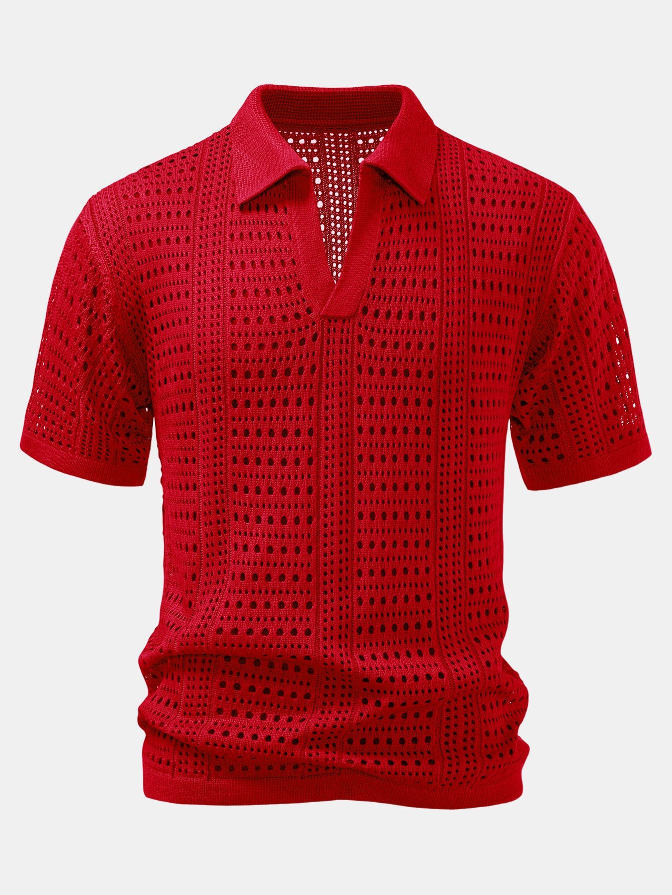 Chemises au crochet homme polo col V tricoté élégant tendance