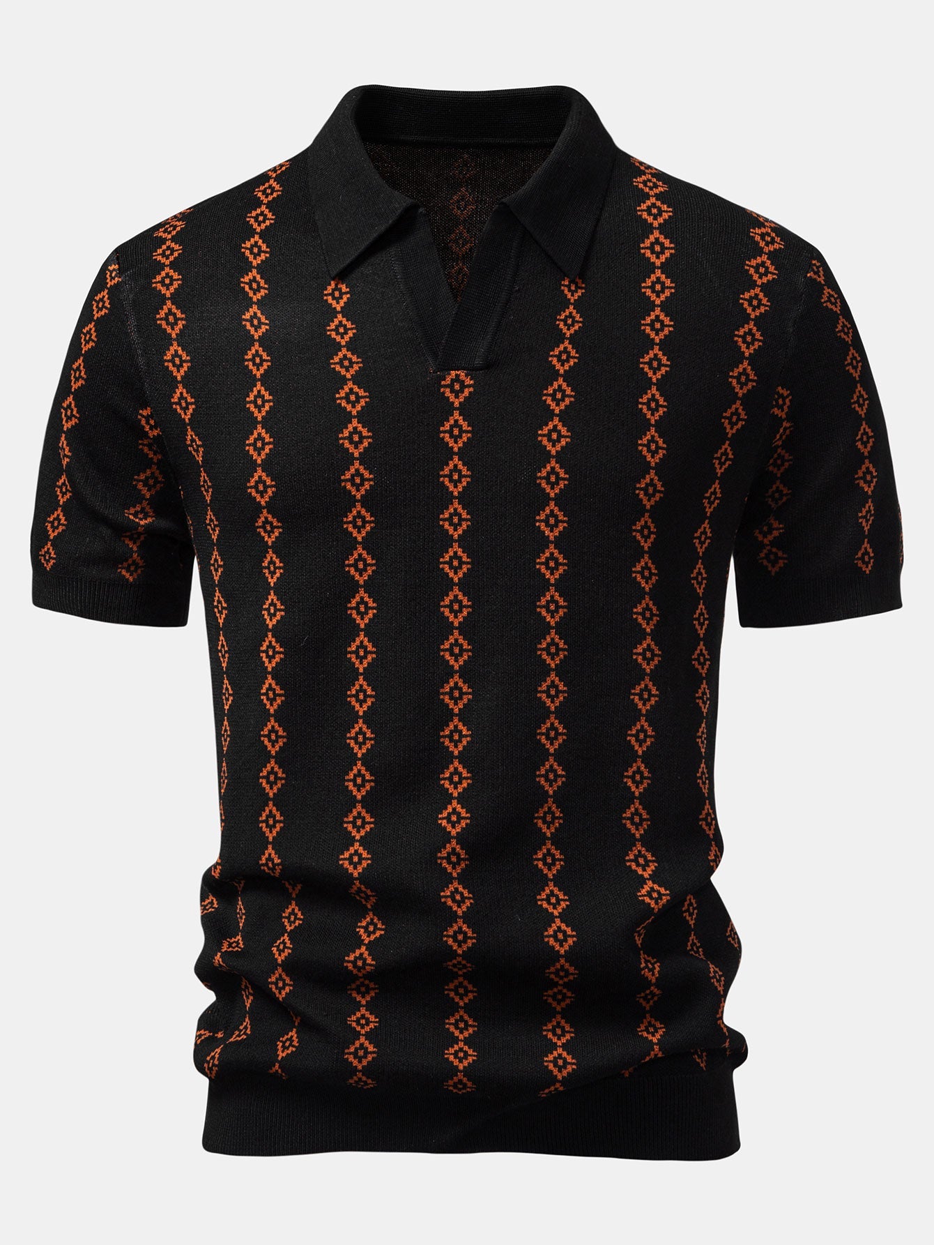 Chemise au crochet à manches courtes et col en V avec motifs géométriques