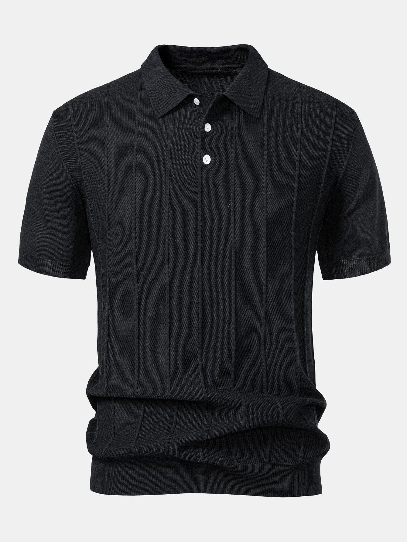 Ensemble polo rayé en tricot jacquard et pantalon côtelé pour homme