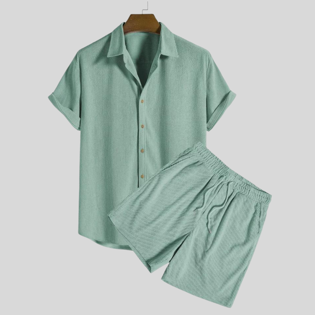 Ensemble d'Été en Velours Côtelé pour Hommes - Élégant et Confortable
