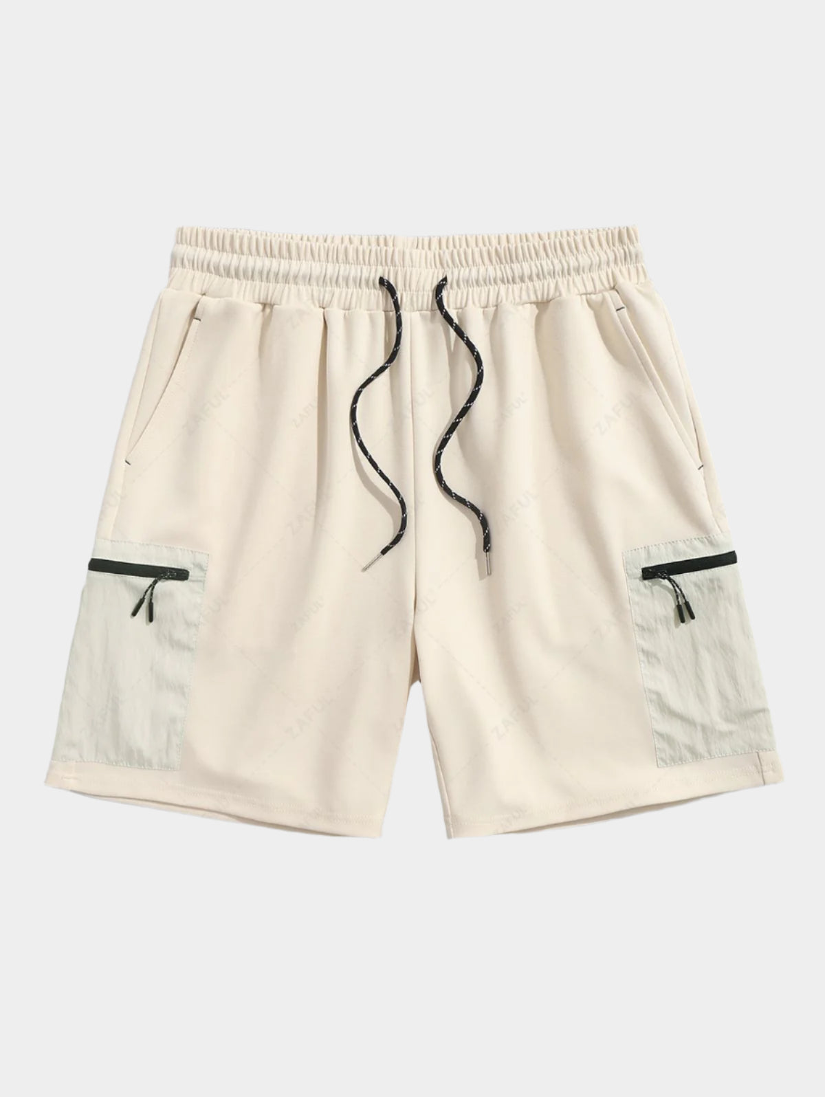 Short bermuda à poches zippées et blocs de couleurs – Taille mi-haute ample