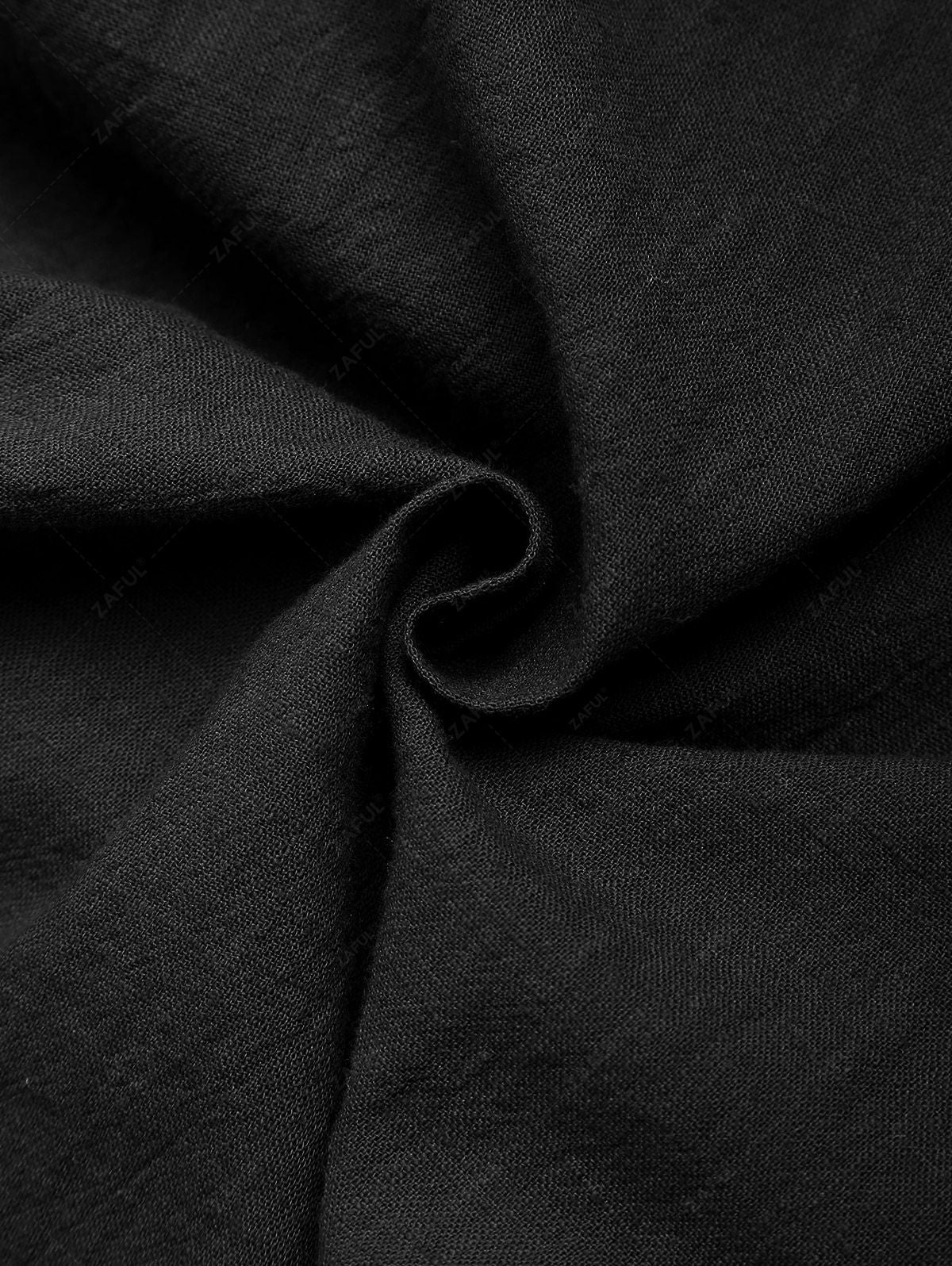 Pantalon droit en coton et lin de couleur unie avec fermeture à boutons pour homme