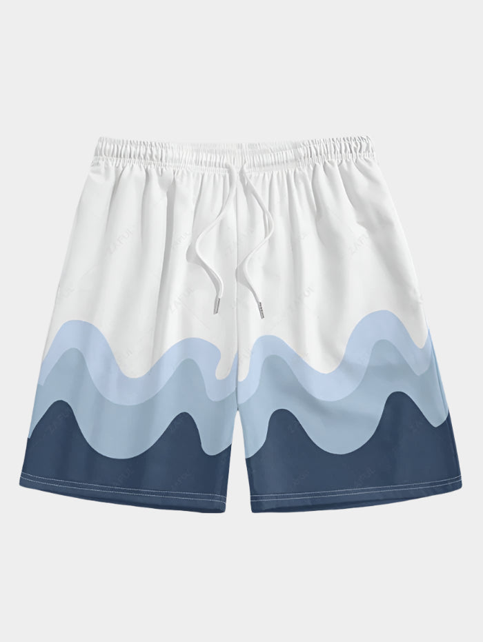 Shorts bermuda à motif ondulé et cordon de serrage pour homme