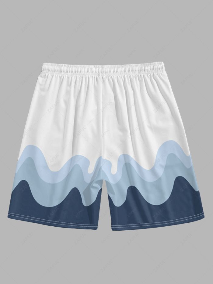 Shorts bermuda à motif ondulé et cordon de serrage pour homme