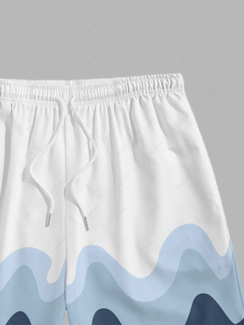 Shorts bermuda à motif ondulé et cordon de serrage pour homme