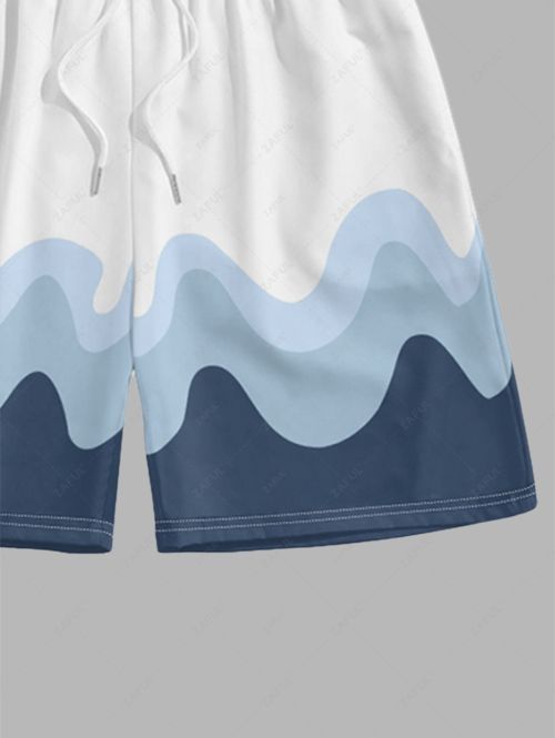 Shorts bermuda à motif ondulé et cordon de serrage pour homme