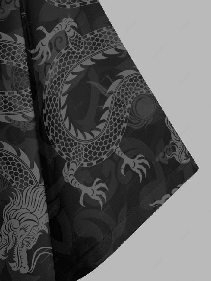 Imprimé dragon oriental deux ensembles avec short pour un style estival