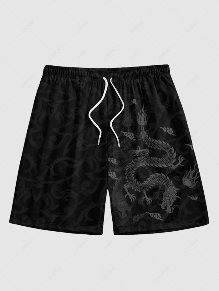 Imprimé dragon oriental deux ensembles avec short pour un style estival