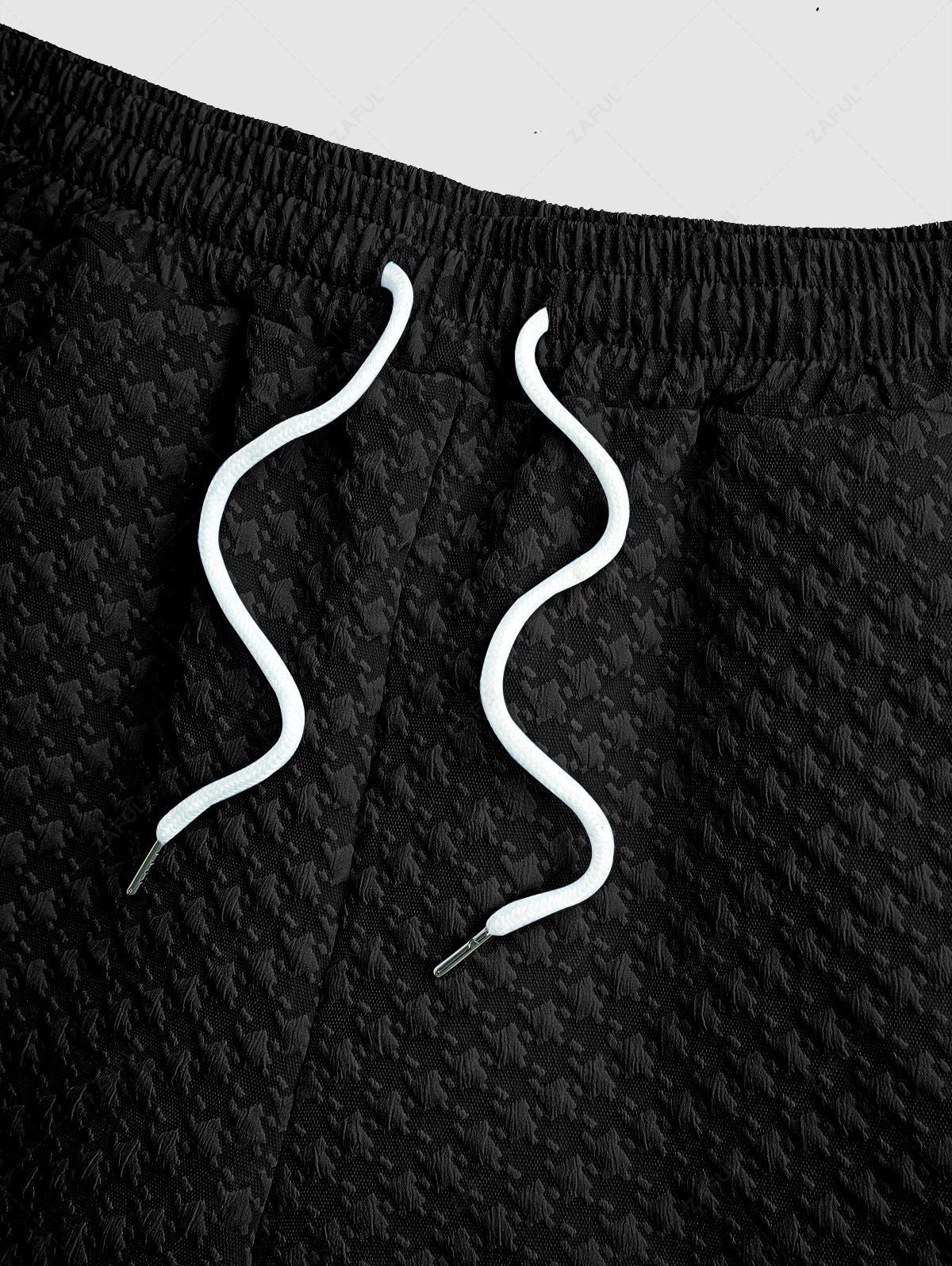 Shorts décontractés à texture jacquard avec poches et cordon pour hommes