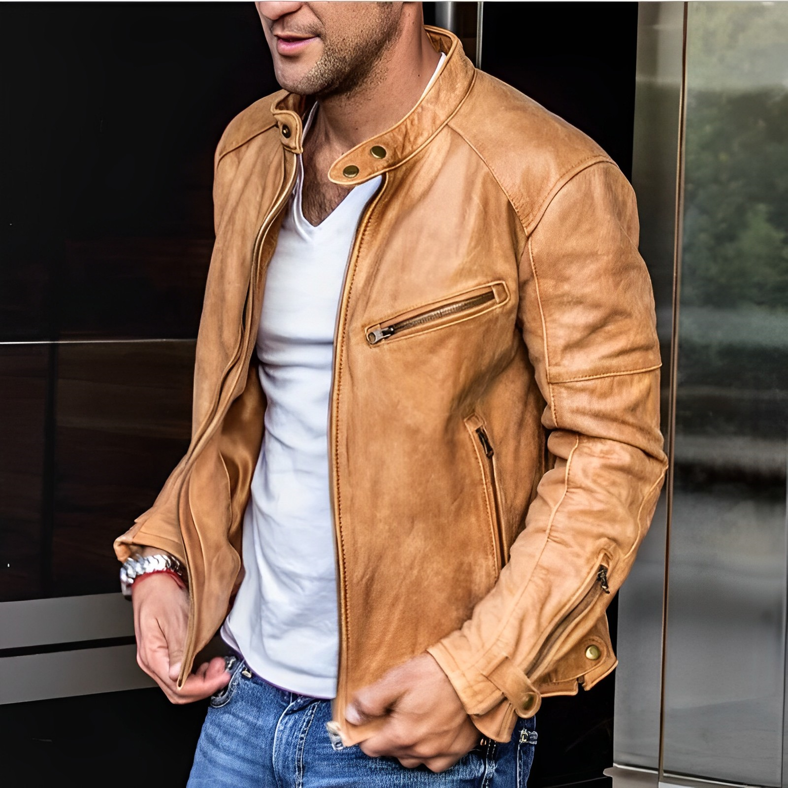 Veste en cuir Four Seasons – Confort élégant pour homme