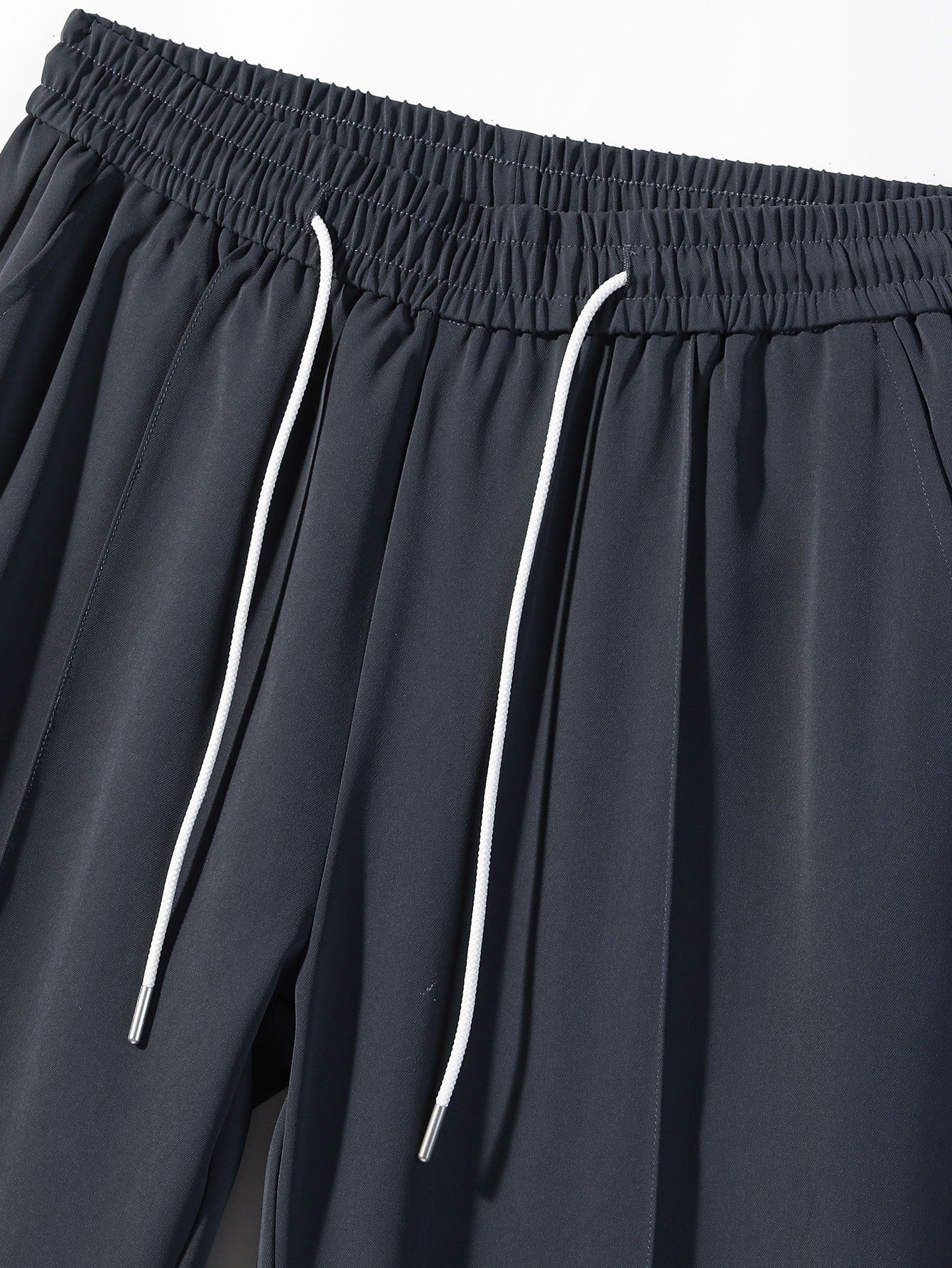 Pantalon droit élégant à simple pli et cordon de serrage pour homme