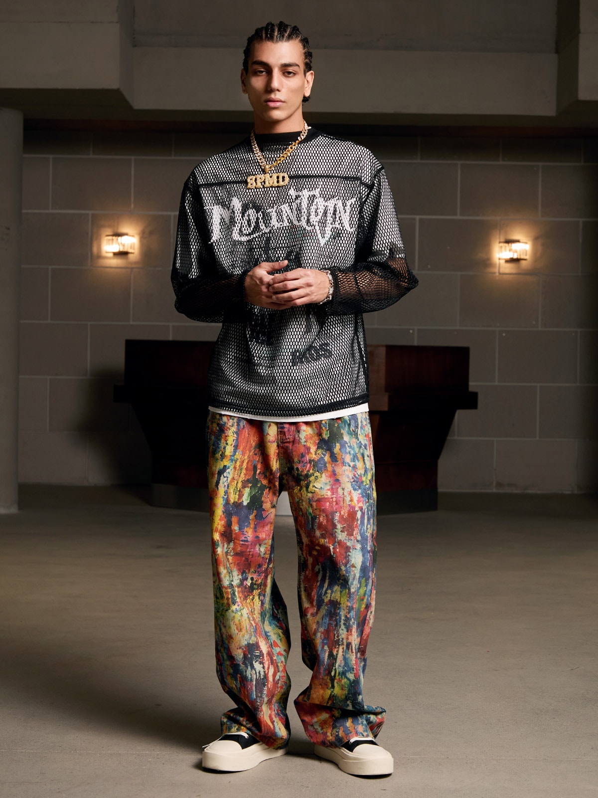 Jean streetwear à imprimé abstrait pour homme - Pantalon large et ample