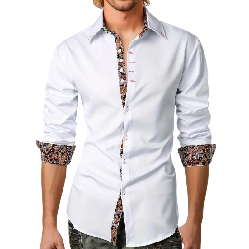 Chemise à boutons avec accent paisley – Élégance chic pour homme