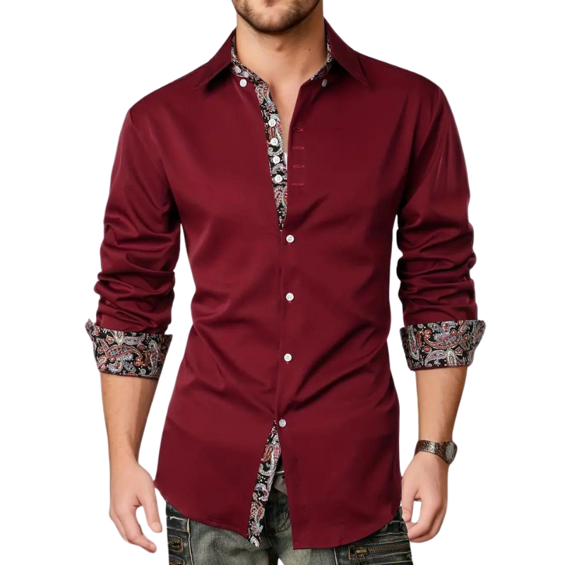 Chemise à boutons avec accent paisley – Élégance chic pour homme
