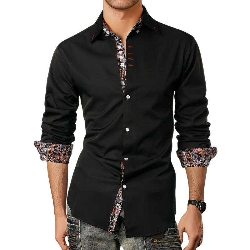 Chemise à boutons avec accent paisley – Élégance chic pour homme